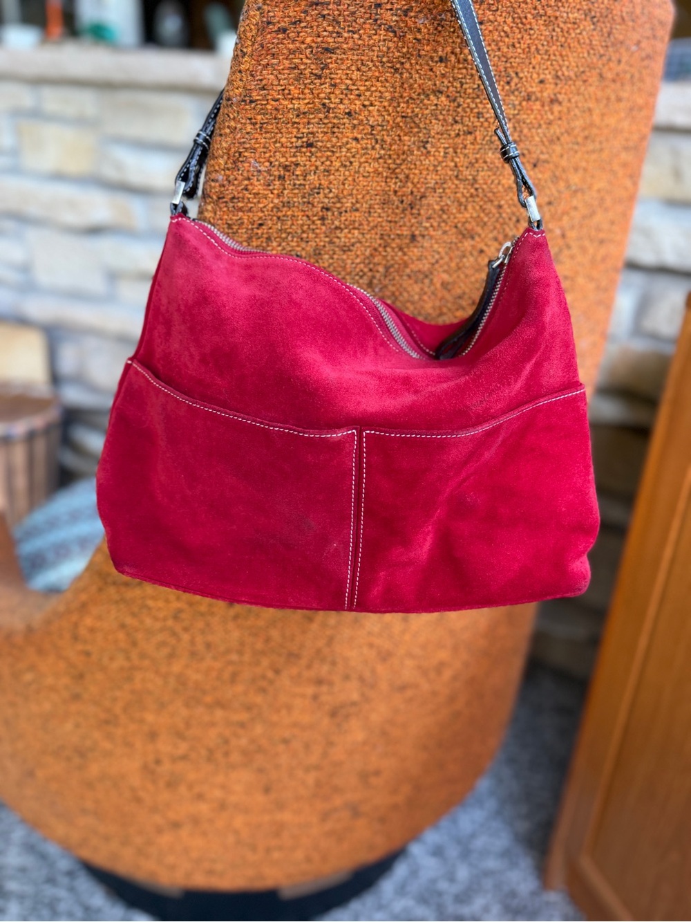 Kate Spade Vintage Suede Shoulder Bag - Red Polka Dots